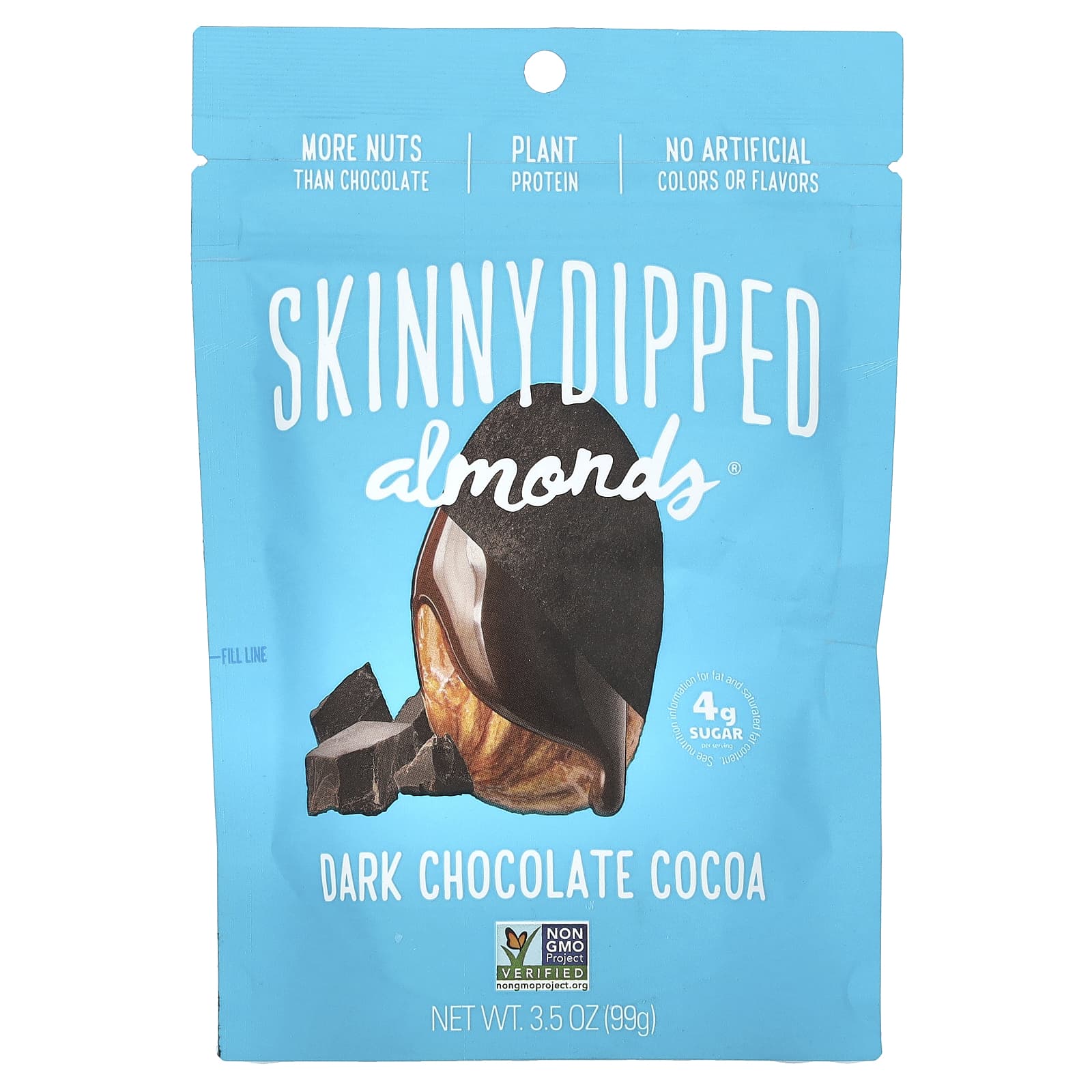 Темный шоколад SkinnyDipped, вкус Dark Chocolate Cocoa Almonds, 99 г