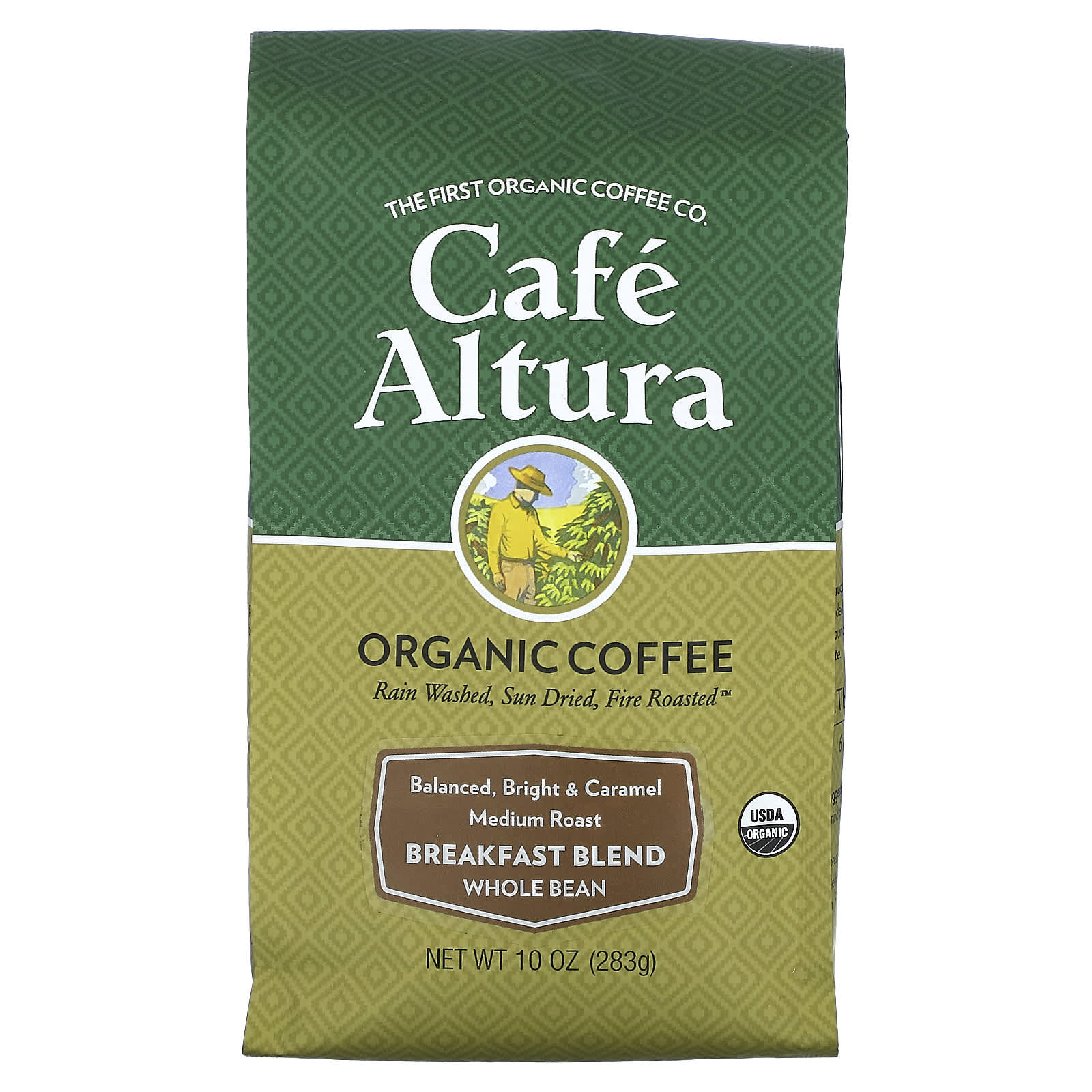 Кофе Cafe Altura Organic Breakfast Blend Whole Bean Medium Roast, 283 г