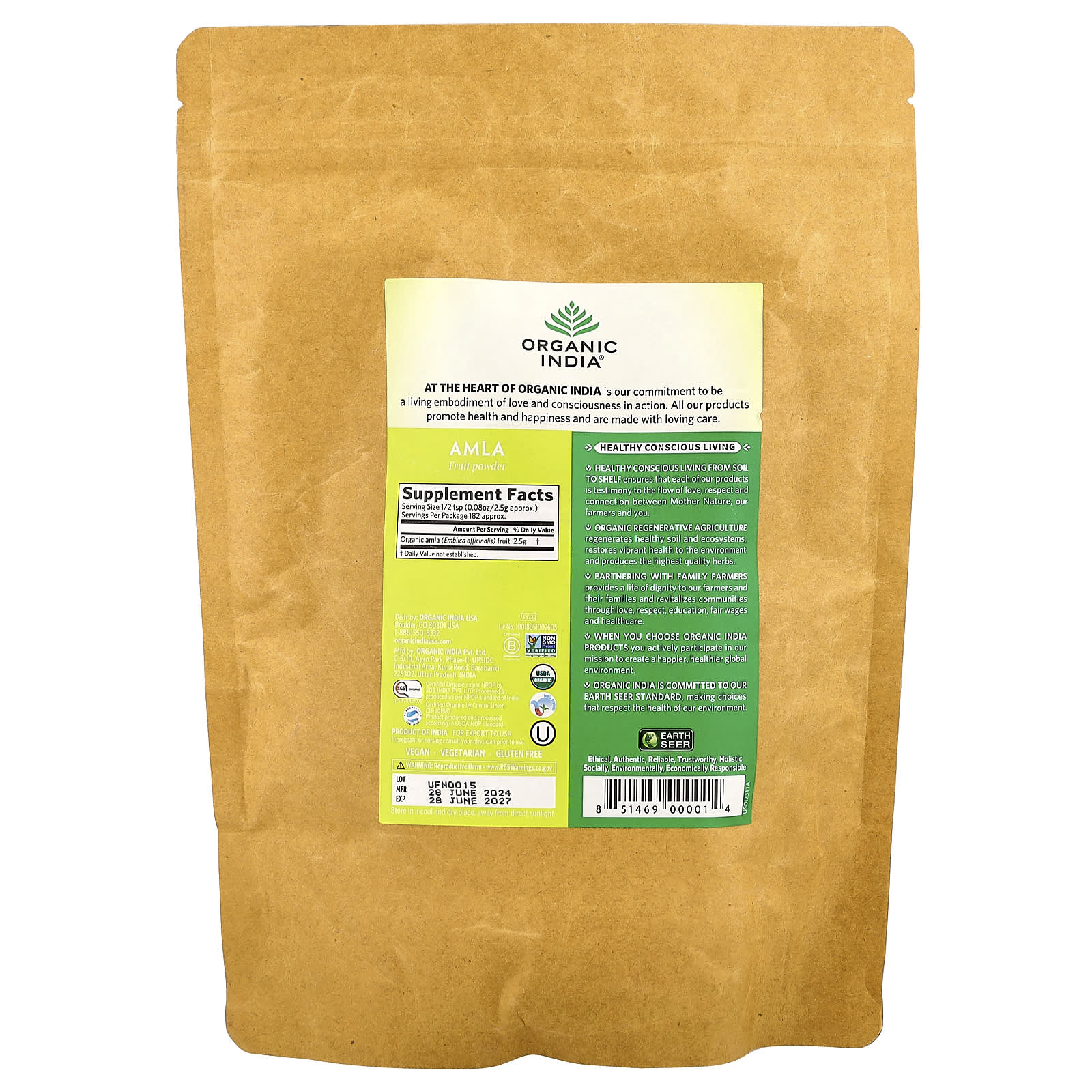 Порошок Organic India Amla Fruit, 454 г — фото 2