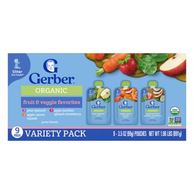 Пюре для детей Gerber, 9 пакетов по 99 г