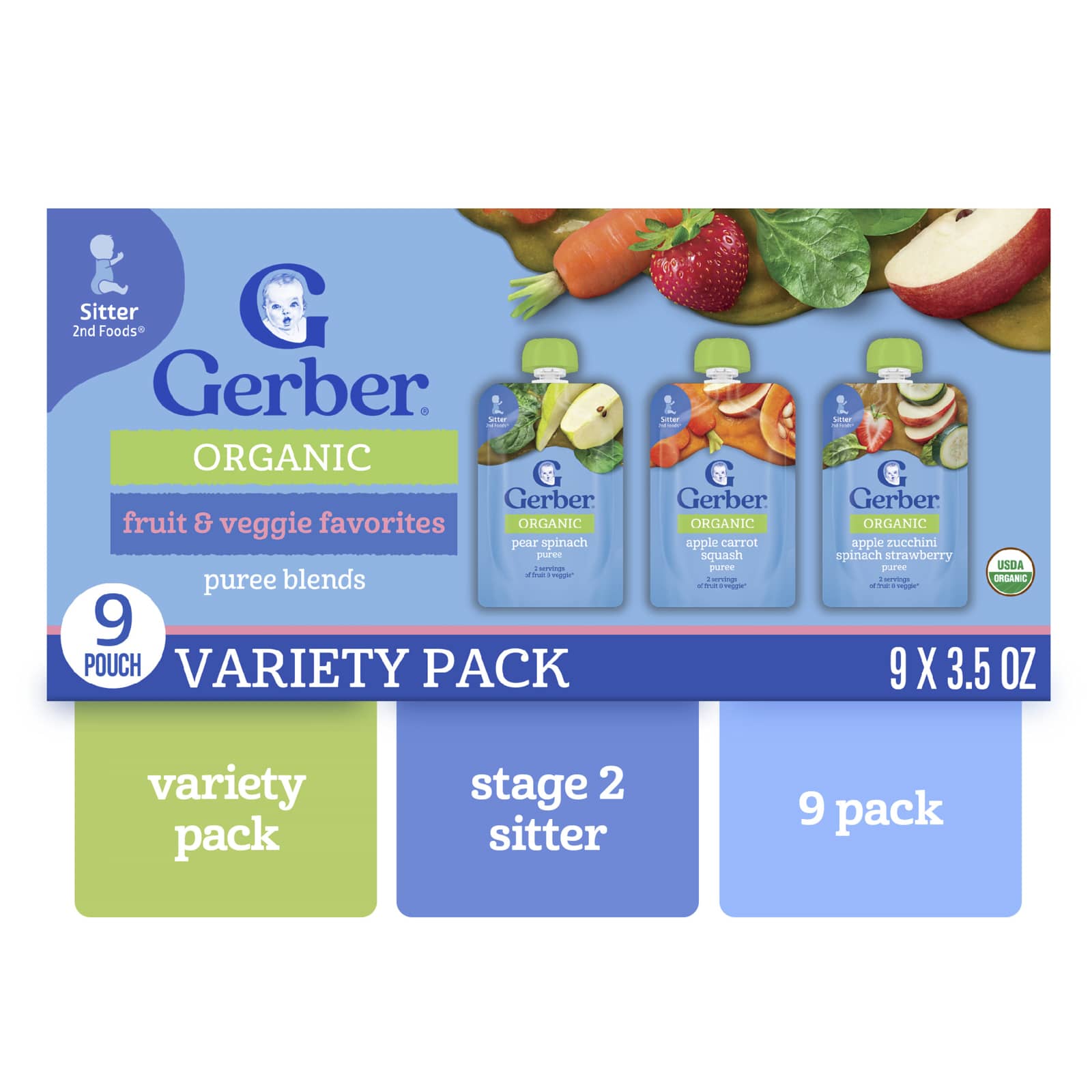 Пюре для детей Gerber, 9 пакетов по 99 г — фото 3