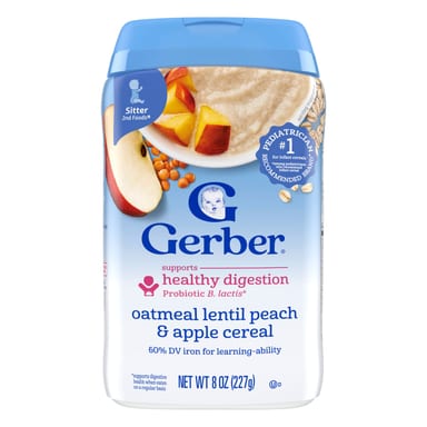 Овсянка Gerber Cereal 2nd Foods® Lentil Peach & Apple, 227 г