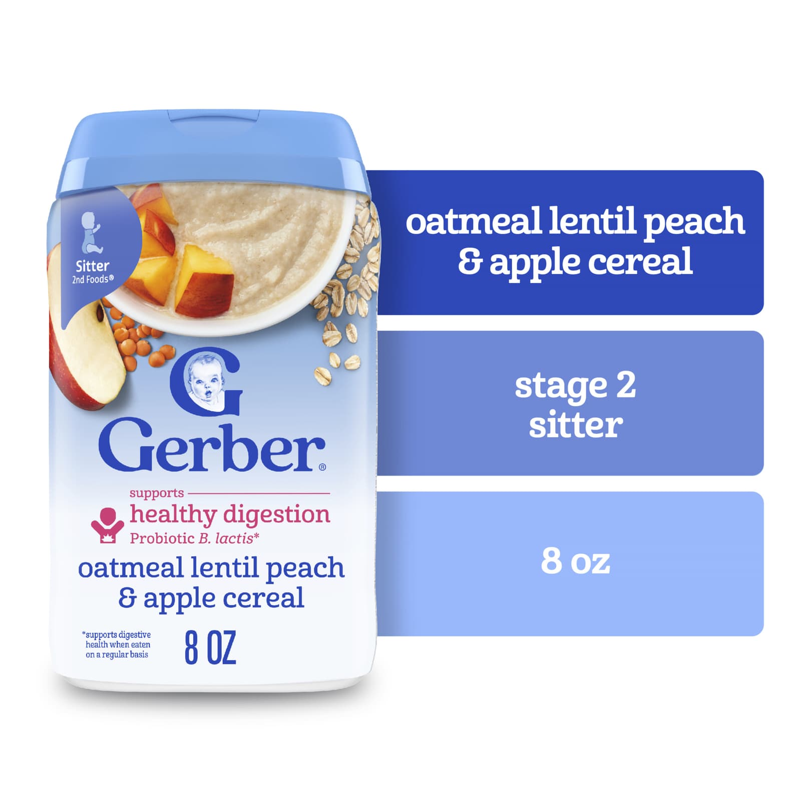 Овсянка Gerber Cereal 2nd Foods® Lentil Peach & Apple, 227 г — фото 3