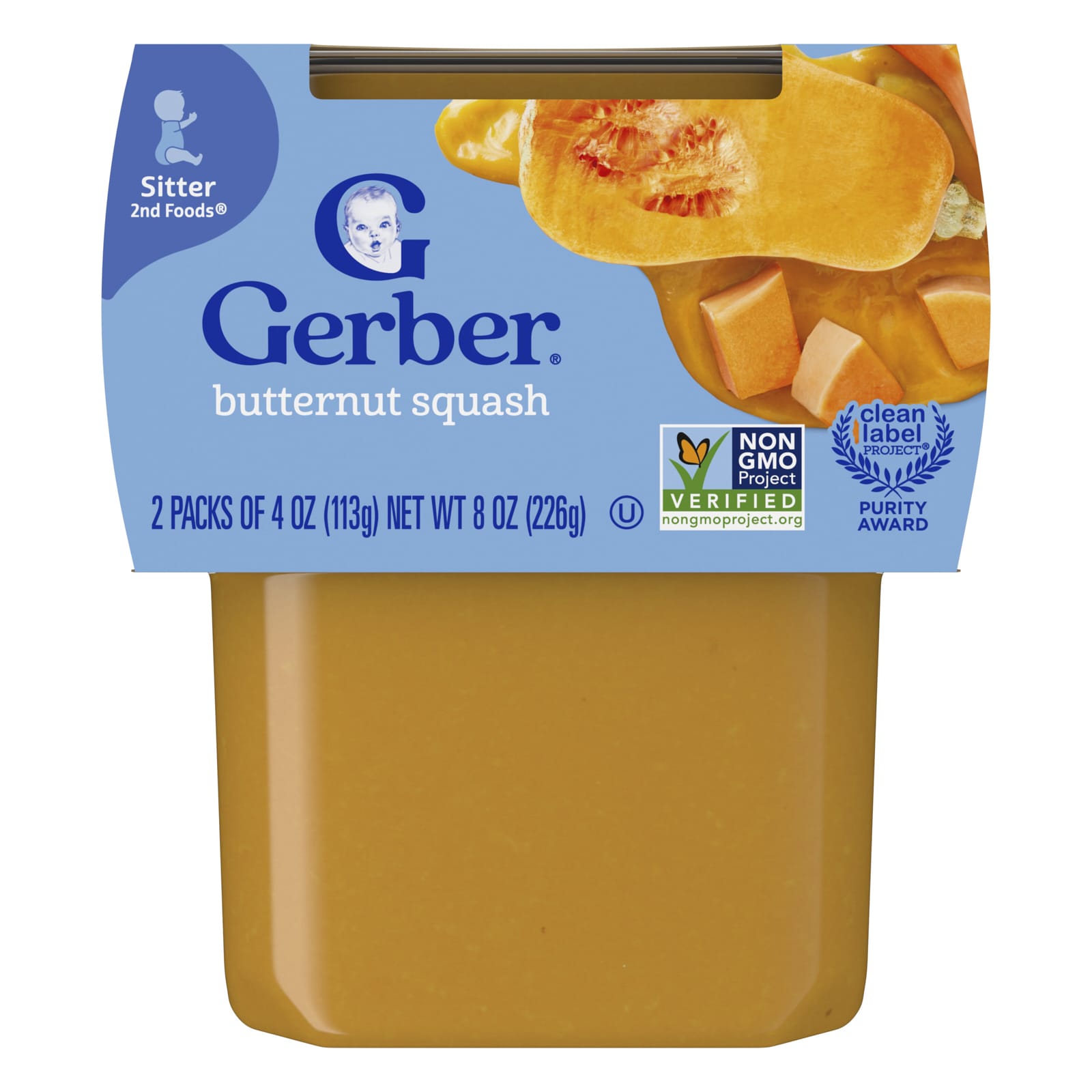 Пюре Gerber, 2 упаковки по 113 г (4 oz), тыква мускатная