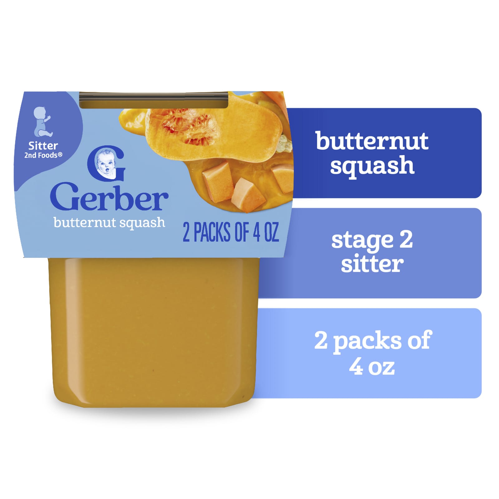 Пюре Gerber, 2 упаковки по 113 г (4 oz), тыква мускатная — фото 3