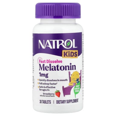 Мелатонин Natrol Strawberry, для детей от 4 лет, 30 таблеток