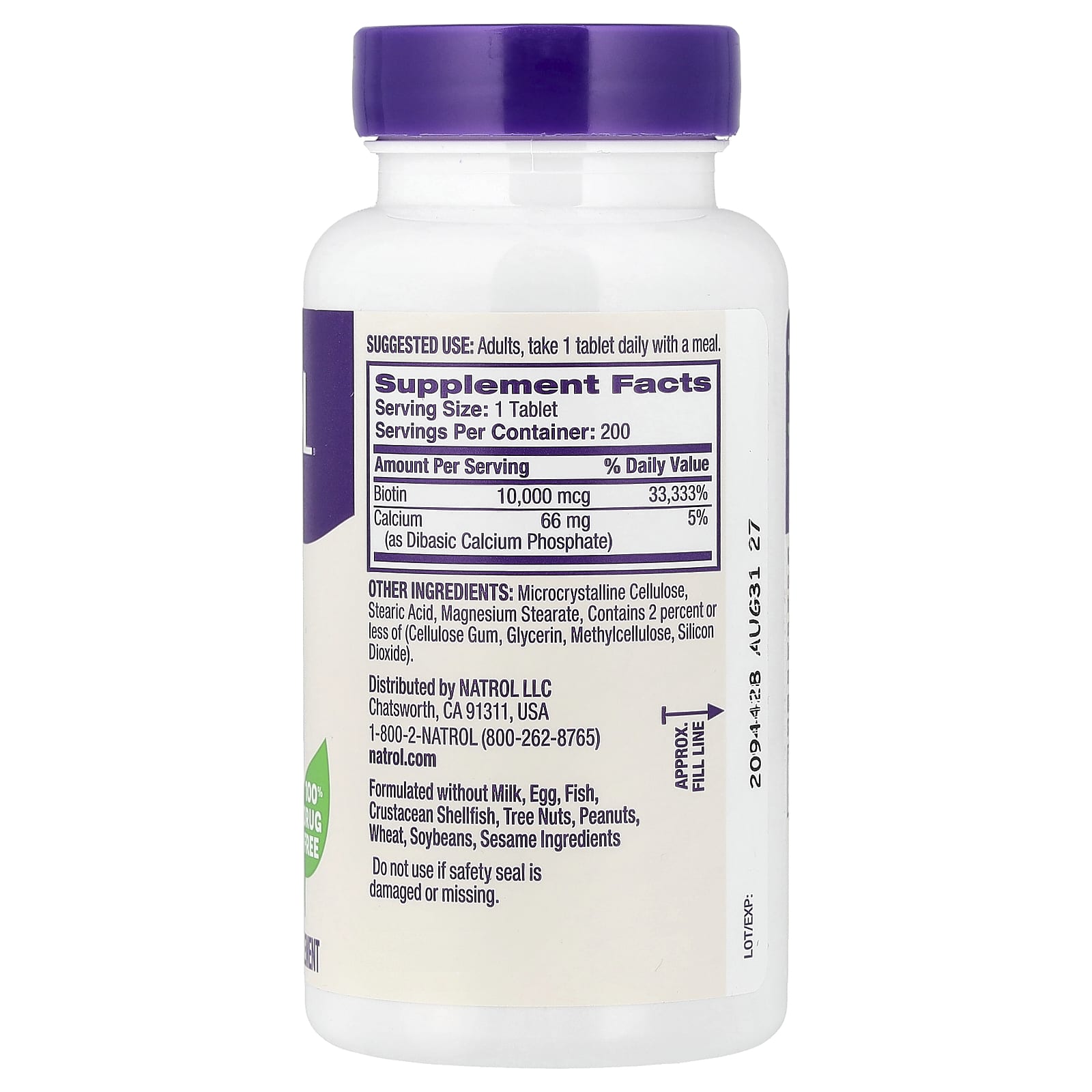 Биотин Natrol, 200 таблеток — фото 2