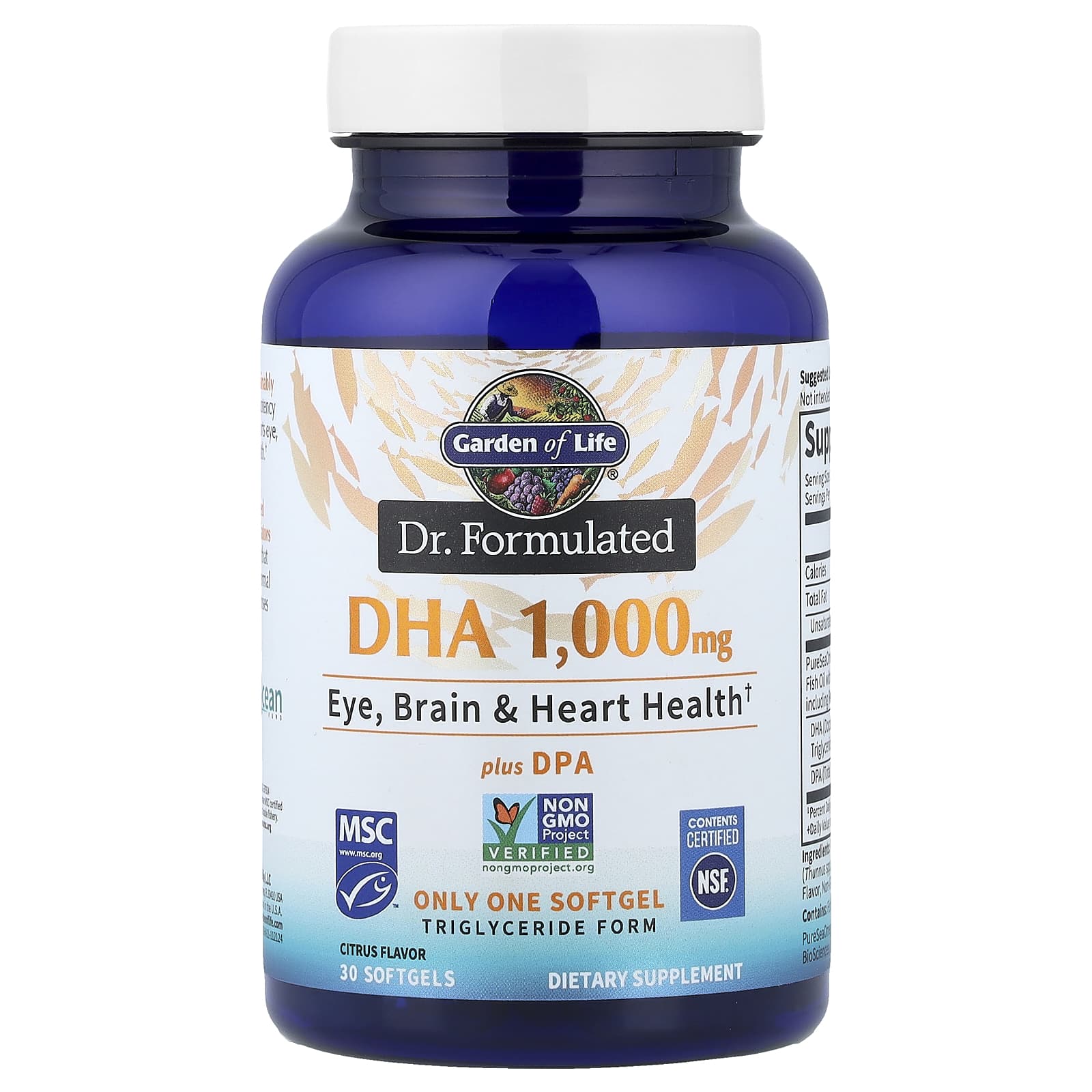 DHA Garden of Life Dr. Formulated plus DPA, оттенок Citrus, 30 мягких капсул