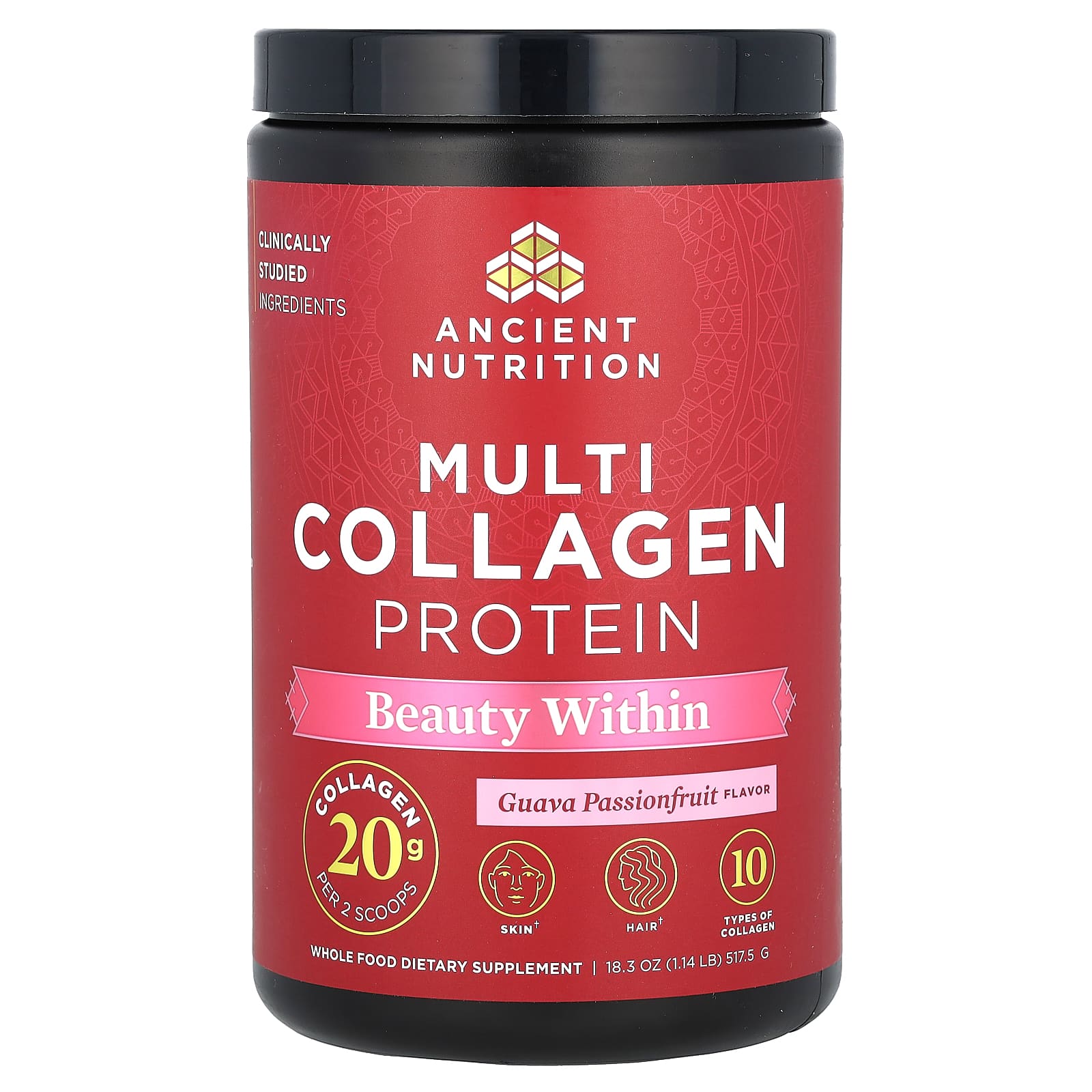 Коллагеновый протеин Ancient Nutrition Multi Beauty Within Guava Passionfruit, 517.5 г, 1.