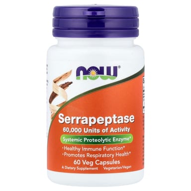 Серрапептаза NOW Foods, 27 мг, 60 растительных капсул