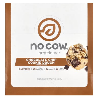 Протеиновый батончик No Cow, вкус Chocolate Chip Cookie Dough, 60 г, 12 шт.