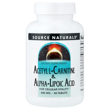 Фото товара: Ацетил-L-карнитин Source Naturals Acetyl L-Carnitine & Alpha-Lipoic Acid, 60 таблеток