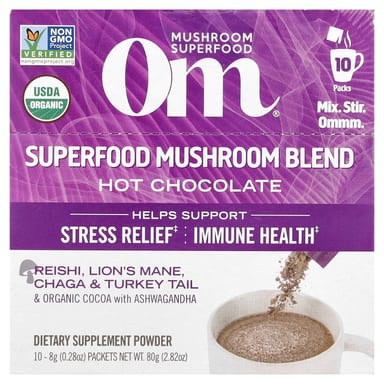 Шоколад Om Mushrooms Superfood Mushroom Blend Hot, оттенок 10 Packets, 8 г, саше
