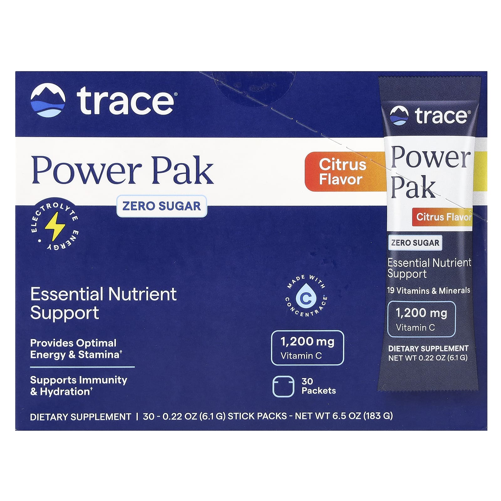 Стик Trace Power Pak Zero Sugar 30 Packets, вкус Citrus, 6.1 г, саше — фото 2
