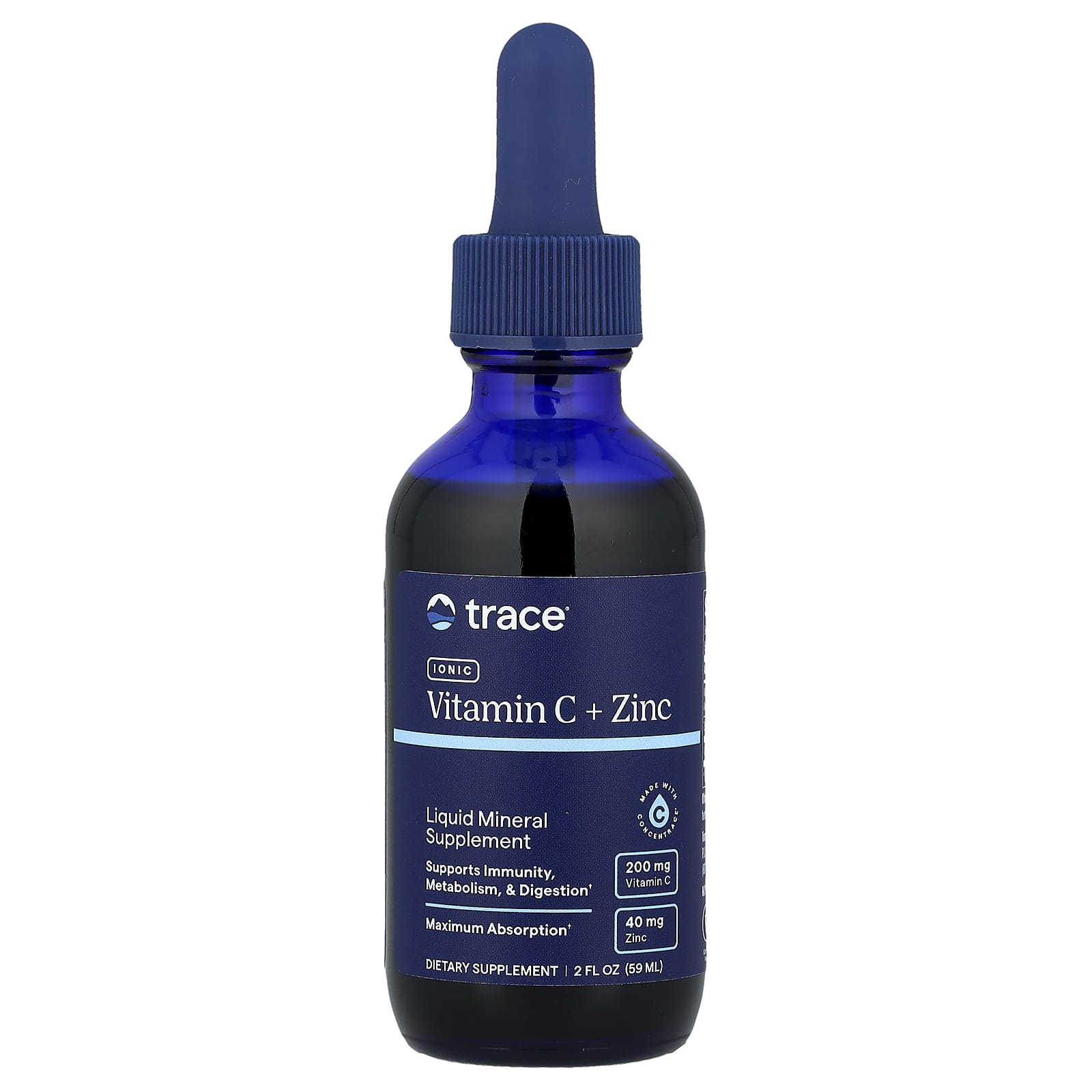 Добавка Trace Ionic Vitamin C Zinc Liquid Mineral, 59 мл, жидкая форма