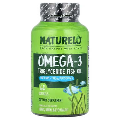 Фото товара: Рыбий жир NATURELO Omega-3 Triglyceride, 1100 мг, 60 мягких капсул