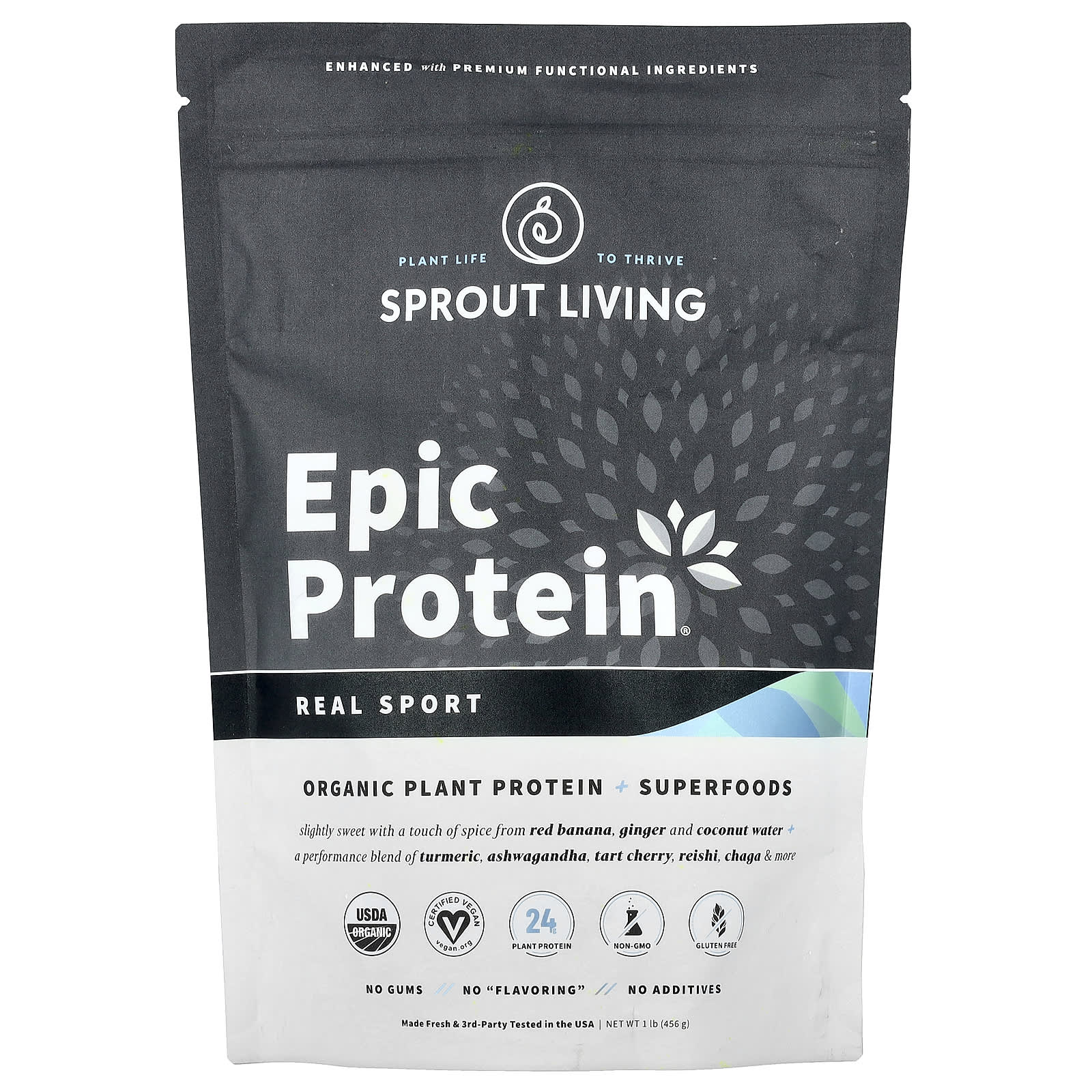 Растительный протеин Sprout Living Epic Protein® Real Sport Organic Superfoods, 456 г