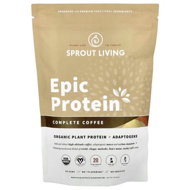Растительный протеин Sprout Living Epic Protein® Organic Adaptogens Complete Coffee, 456 г