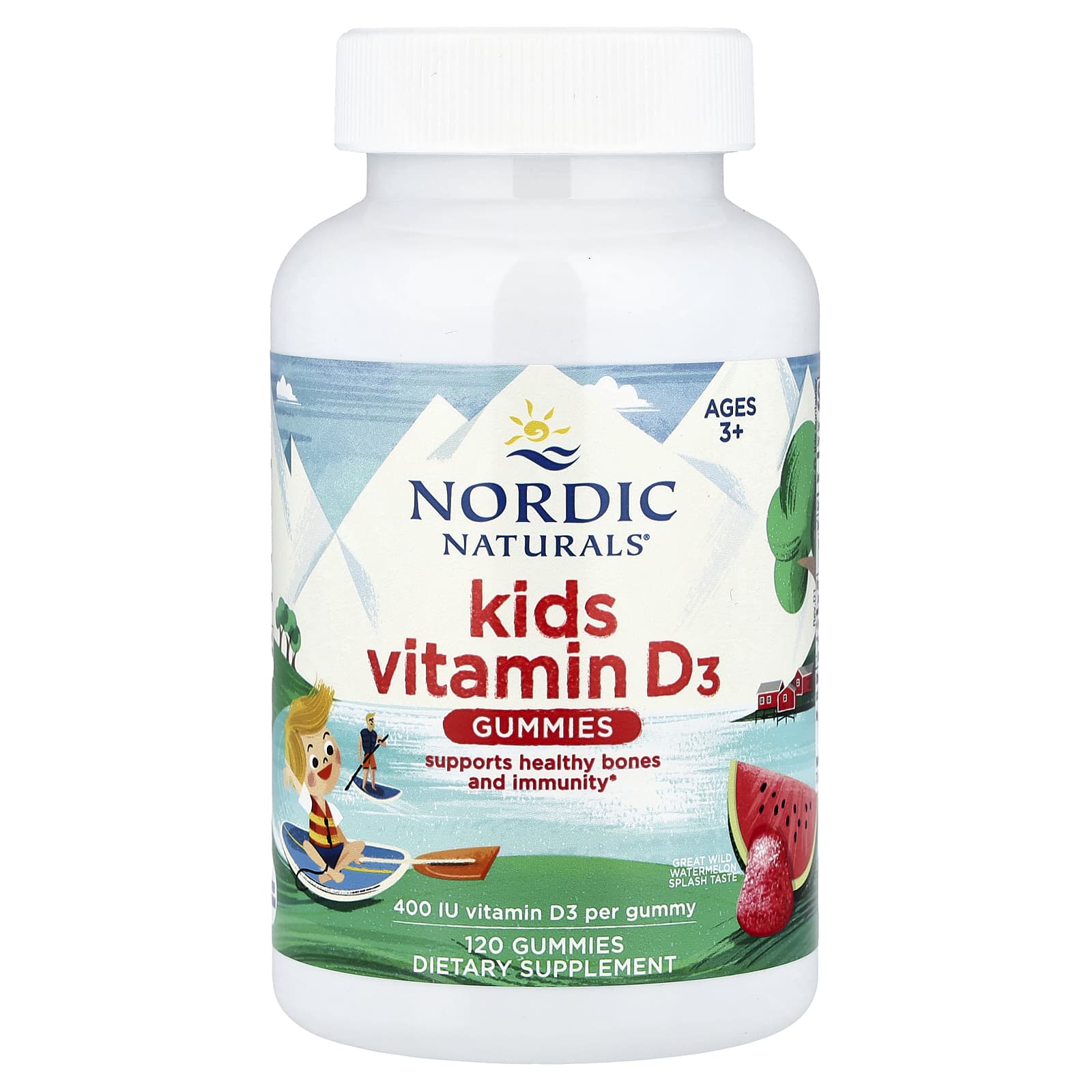 Детские витамины Nordic Naturals D3 Gummies Wild Watermelon Splash, для детей от 3 лет, 10 мкг (400 МЕ), 120 жевательных пастилок
