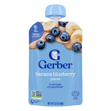 Пюре Gerber, 2nd Foods®, Банан и черника, 99 г
