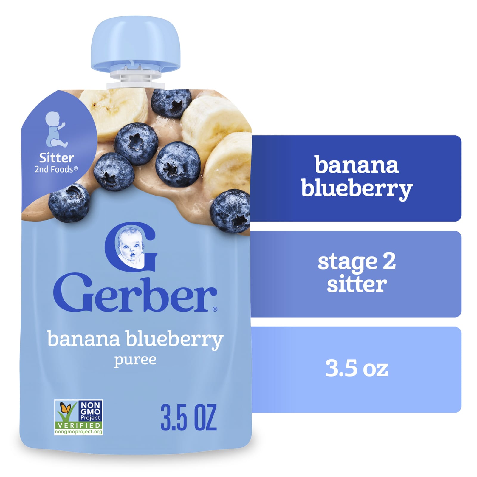 Пюре Gerber, 2nd Foods®, Банан и черника, 99 г — фото 3