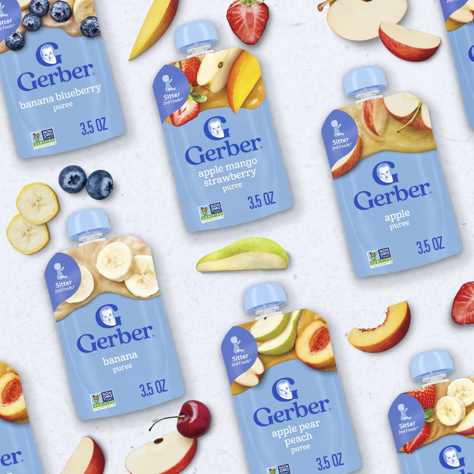 Пюре Gerber, 2nd Foods®, Банан и черника, 99 г — фото 6