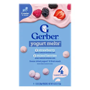 Фото товара: Йогуртовые снеки для малышей Gerber® 8+ Months Variety Pack, 28 г, набор из 4 шт.