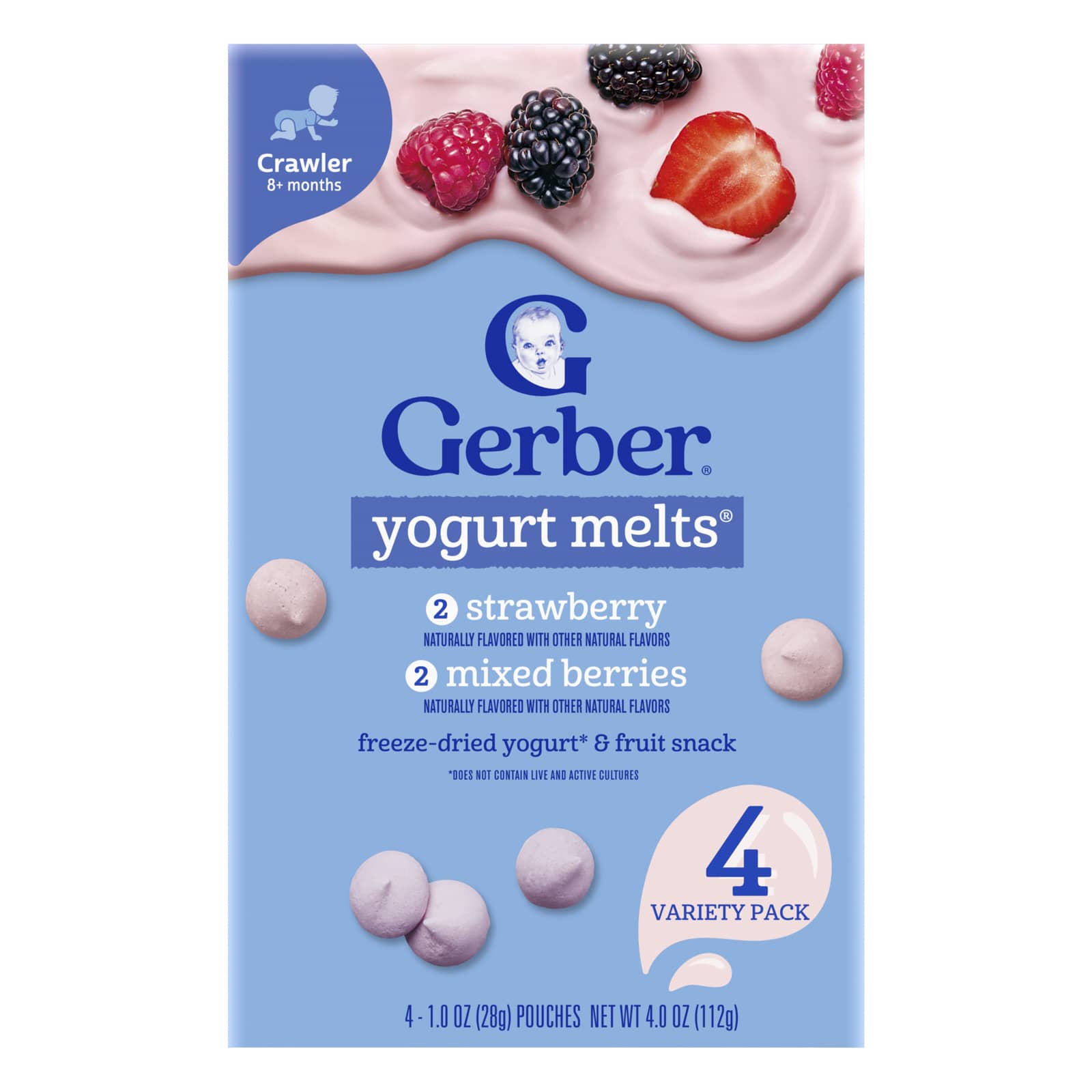 Йогуртовые снеки для малышей Gerber® 8+ Months Variety Pack, 28 г, набор из 4 шт.