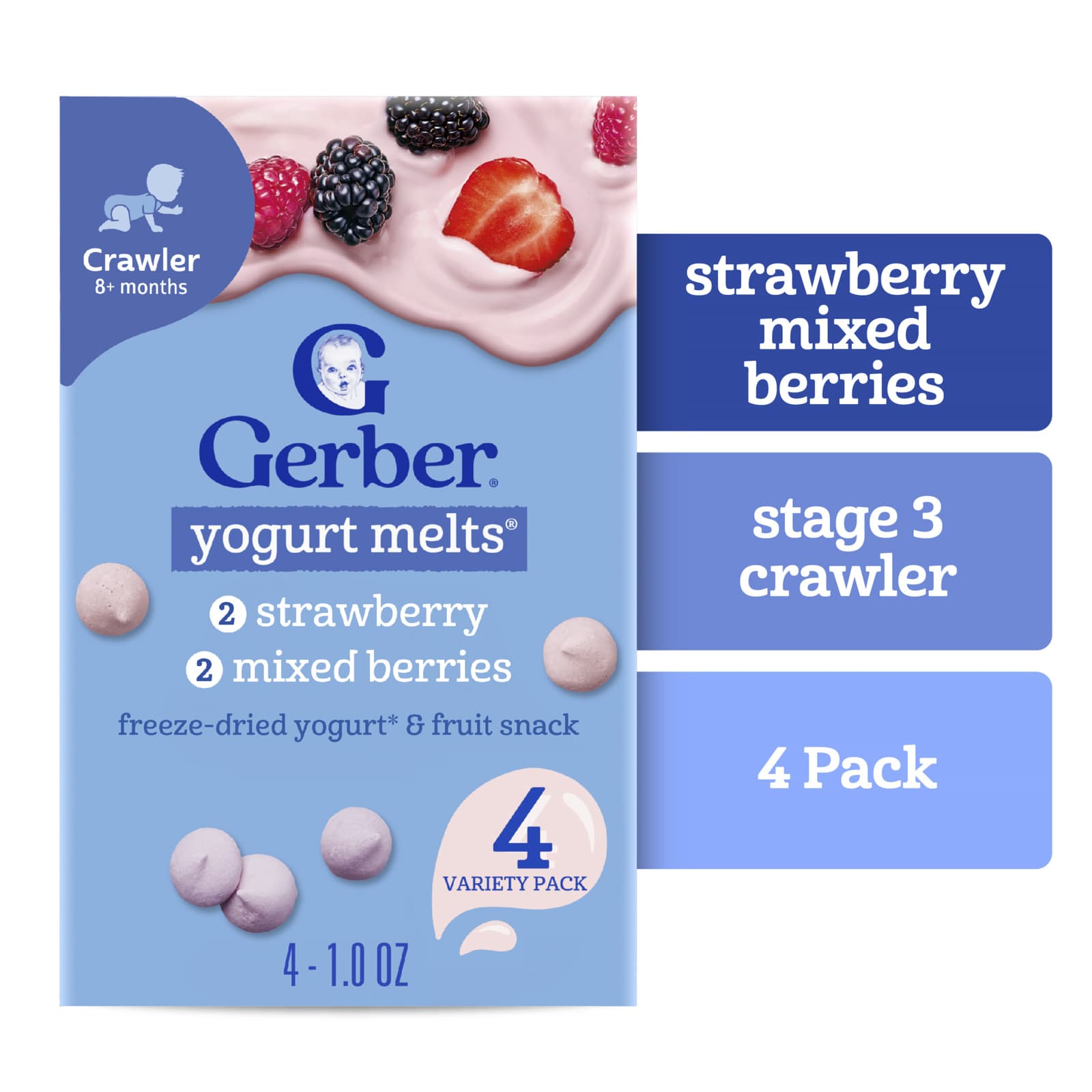 Йогуртовые снеки для малышей Gerber® 8+ Months Variety Pack, 28 г, набор из 4 шт. — фото 4