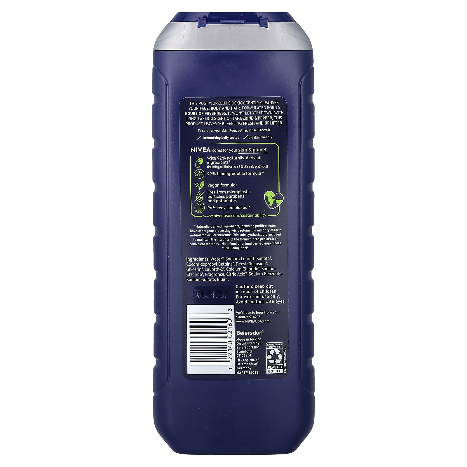 Гель для душа Nivea Men Sport 3 in 1, вкус Tangerine Pepper, 500 мл — фото 2
