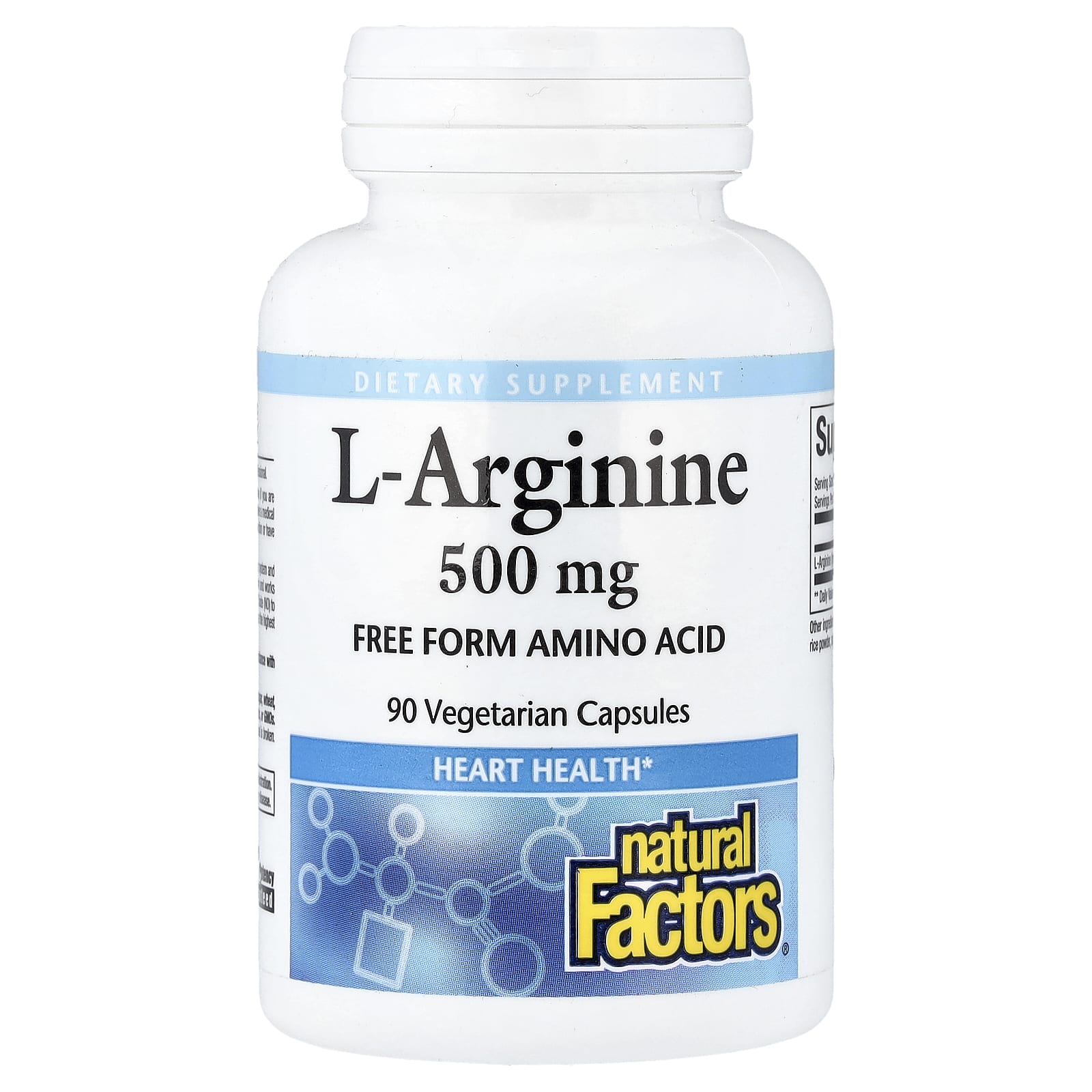 L-аргинин Natural Factors L-Arginine, 500 мг, 90 растительных капсул