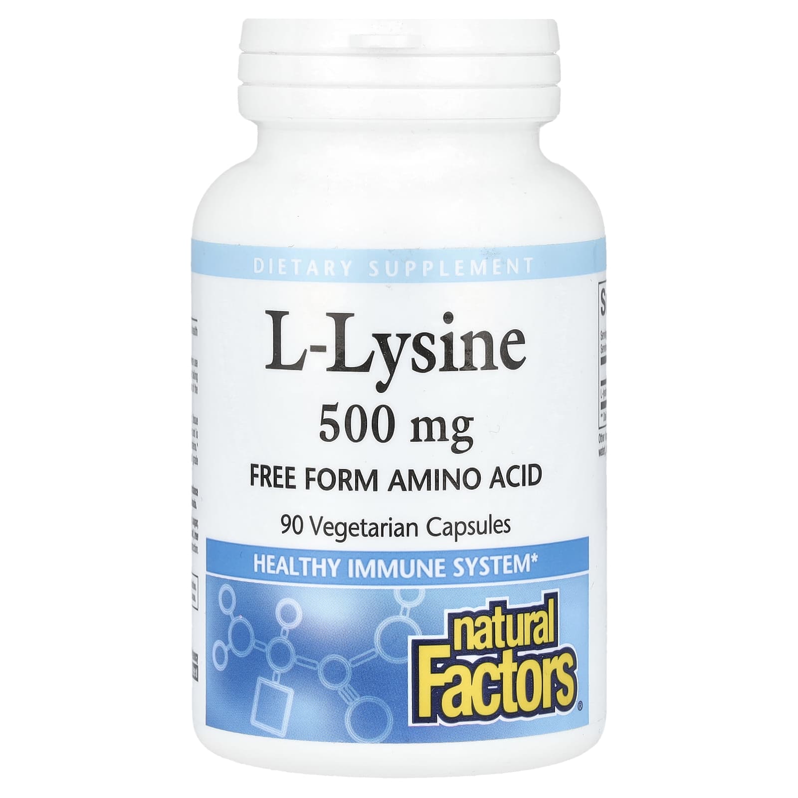 L-лизин Natural Factors L-Lysine, 500 мг, 90 растительных капсул
