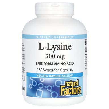 L-лизин Natural Factors L-Lysine, 500 мг, 180 растительных капсул