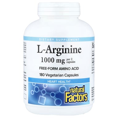 L-аргинин Natural Factors L-Arginine, 500 мг, 180 растительных капсул