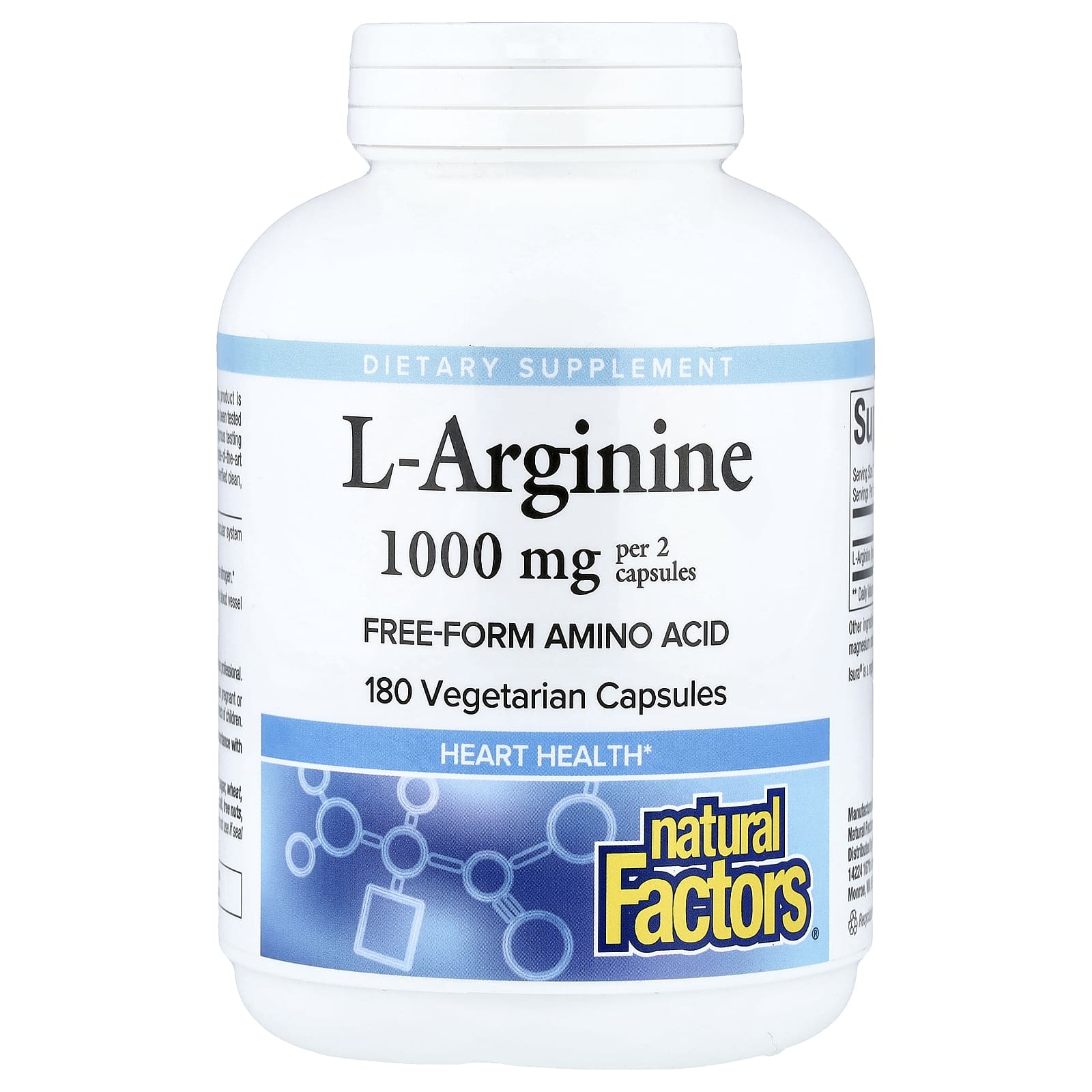 L-аргинин Natural Factors L-Arginine, 500 мг, 180 растительных капсул