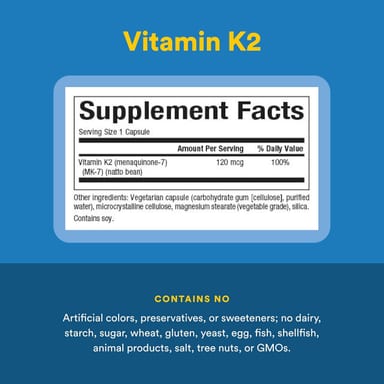 Витамин K2 Natural Factors, 120 мкг, 60 вегетарианских капсул