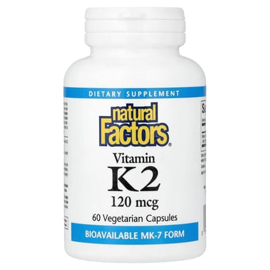 Витамин K2 Natural Factors, 120 мкг, 60 вегетарианских капсул