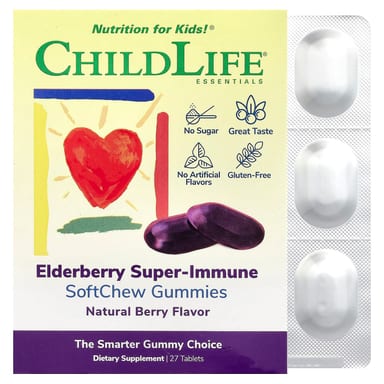 Бузина ChildLife Essentials Super-Immune SoftChew Gummies Natural Berry, 27 таблеток
