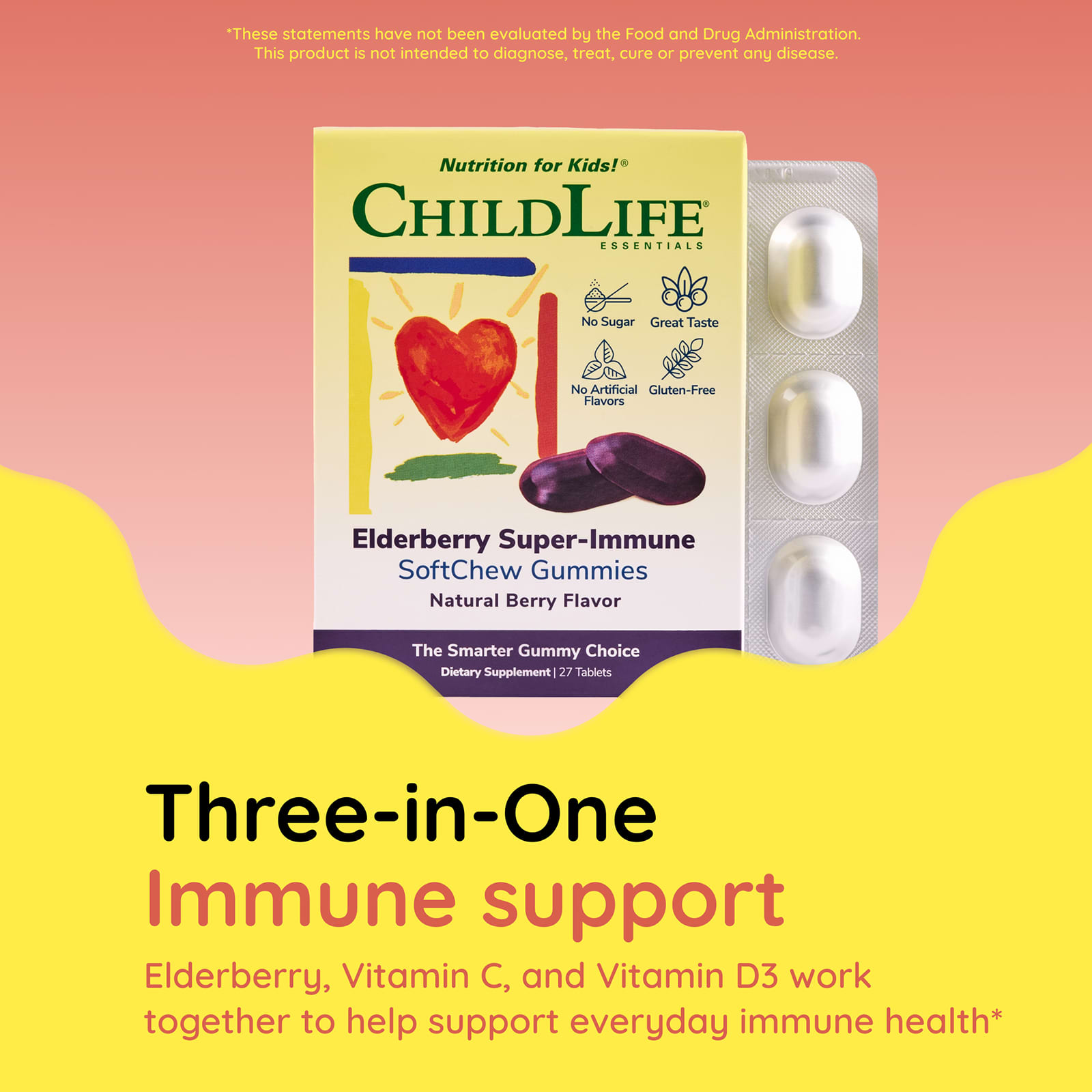 Бузина ChildLife Essentials Super-Immune SoftChew Gummies Natural Berry, 27 таблеток — фото 4