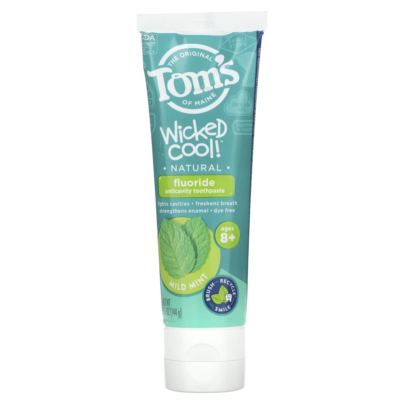 Зубная паста Tom's of Maine Wicked Cool! Natural Fluoride Anticavity Mild Mint, для детей от 8 лет, 144 г
