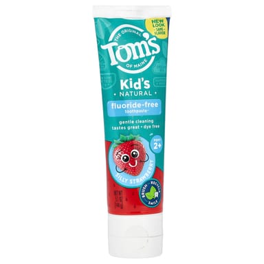 Детская зубная паста Tom's of Maine Natural Fluoride-Free Silly Strawberry, для детей от 2 лет, 144 г