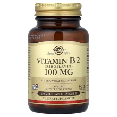Витамин B2 Solgar (Riboflavin), 100 мг, 100 растительных капсул