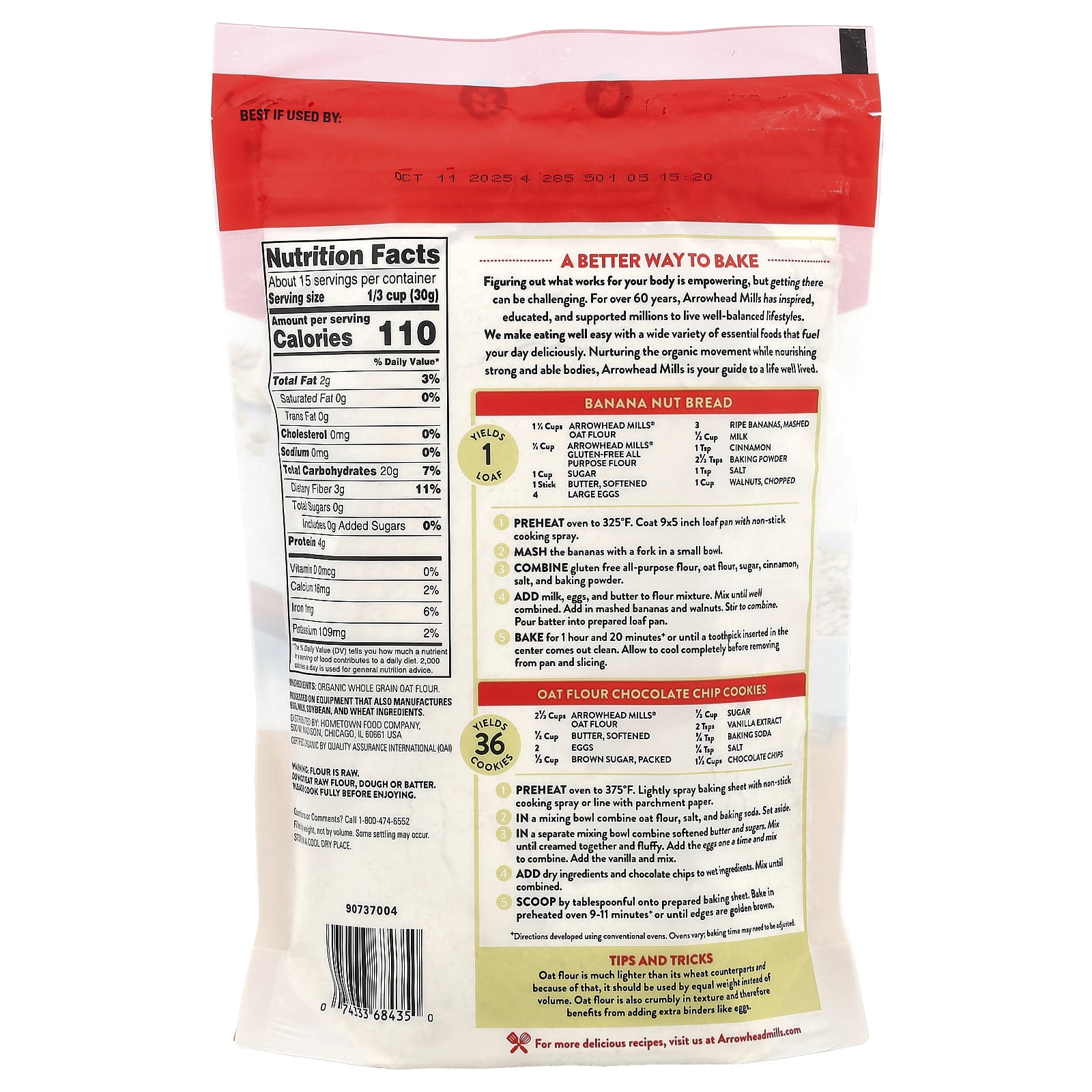Мука Arrowhead Mills Organic Oat, 453 г — фото 2