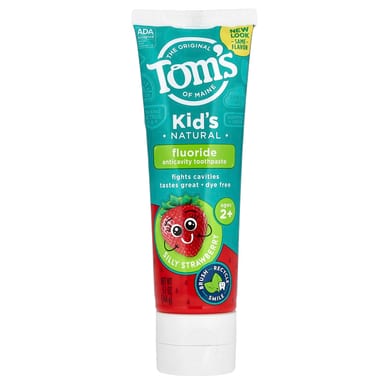 Детская зубная паста Tom's of Maine Natural Fluoride Anticavity Silly Strawberry, для детей от 2 лет, 144 г