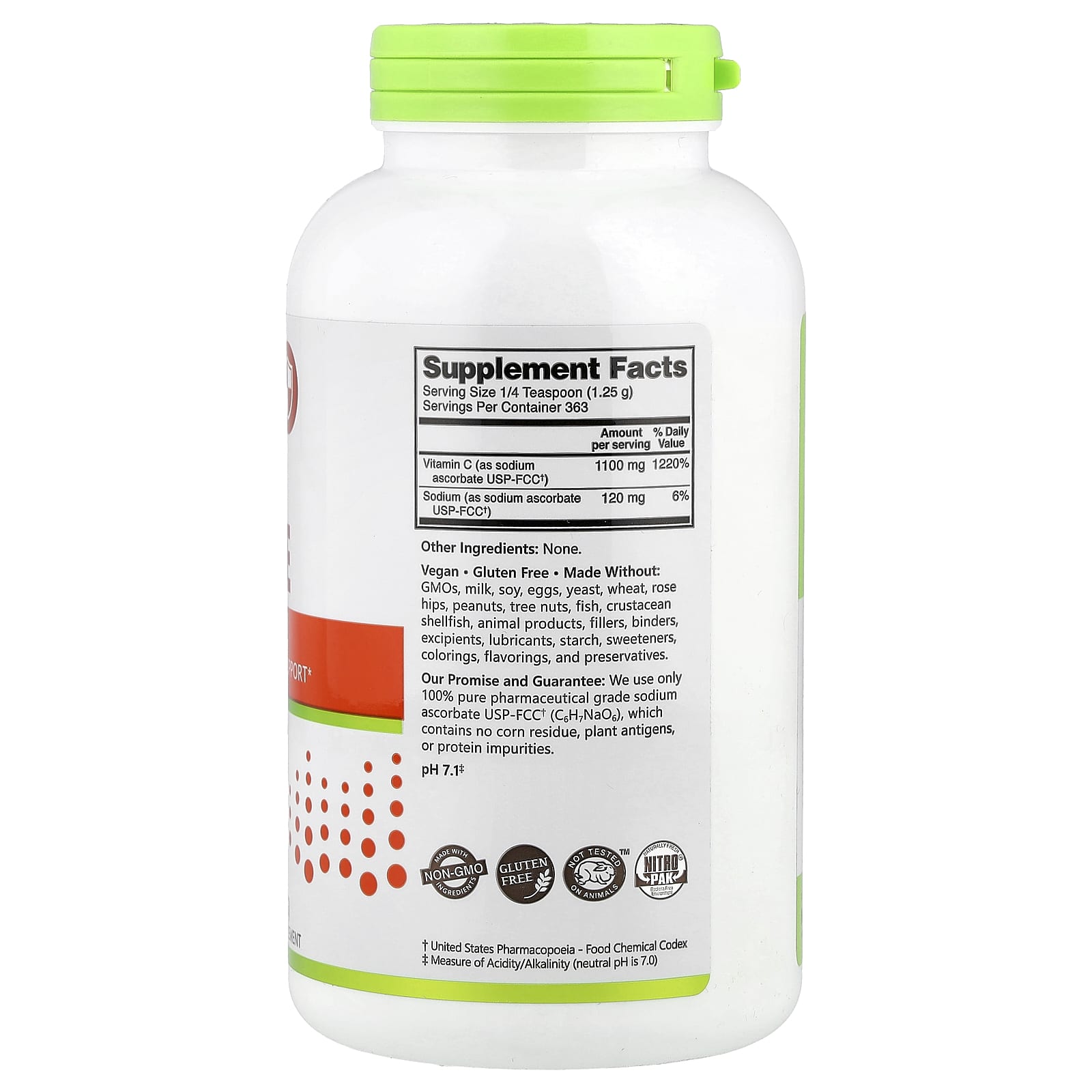 Кристаллический порошок NutriBiotic Immunity Sodium Ascorbate, кристаллический порошок, 454 г — фото 2