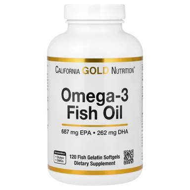 Фото товара: Рыбий жир California Gold Nutrition Omega-3, 1250 мг на капсулу, 120 капсул с рыбным желатином