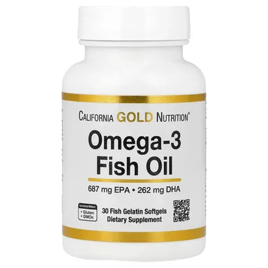 Фото товара: Рыбий жир California Gold Nutrition Omega-3, 1250 мг на капсулу, 30 капсул с рыбным желатином