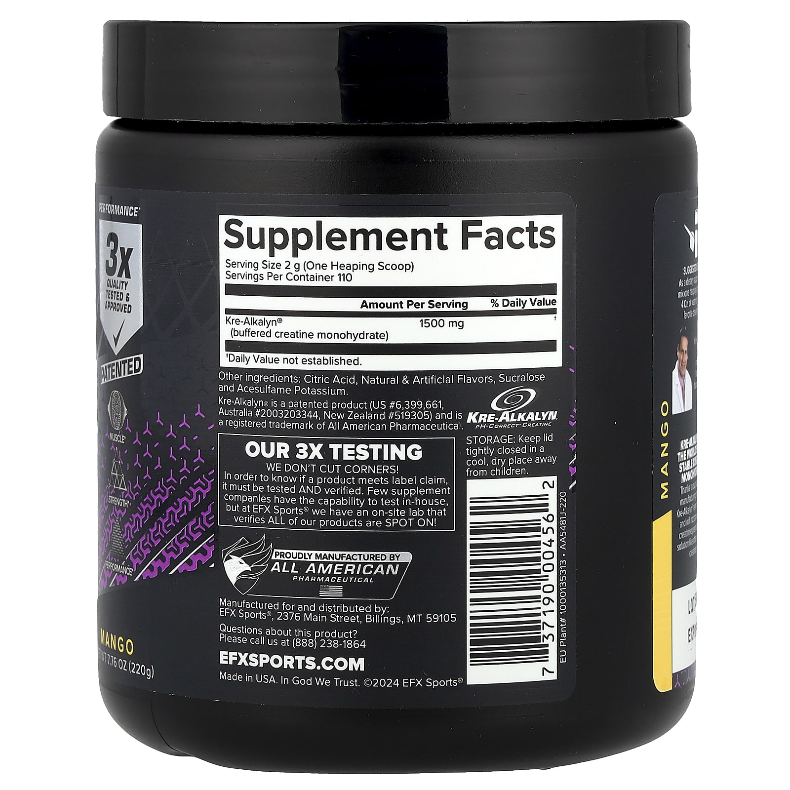 Порошок EFX Sports Kre-Alkalyn EFX, вкус Mango, 220 г — фото 2