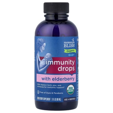 Бузина Mommy's Bliss Organic Baby Immunity Drops With Months, для детей от 4 лет, 90 мл, капли