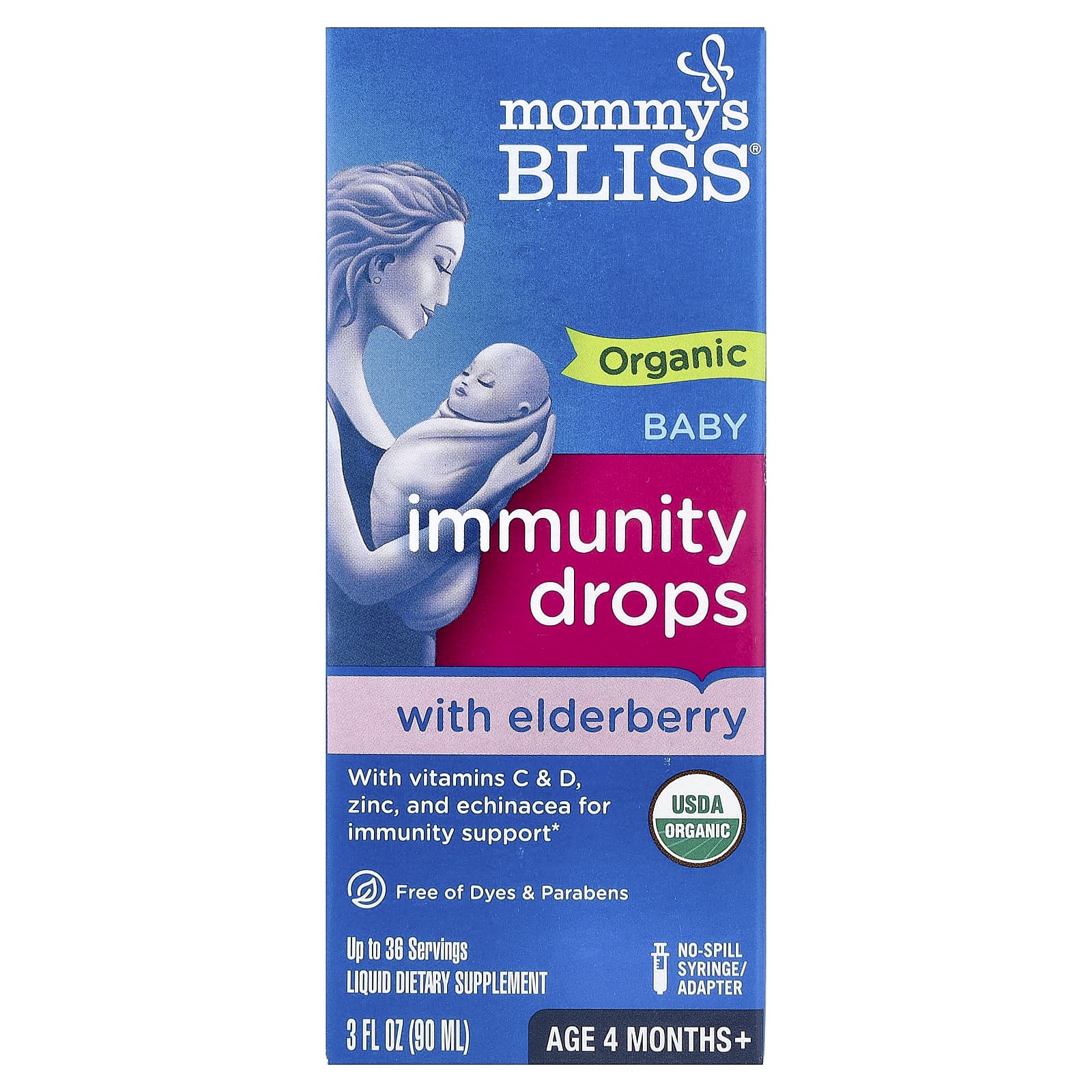 Бузина Mommy's Bliss Organic Baby Immunity Drops With Months, для детей от 4 лет, 90 мл, капли — фото 3